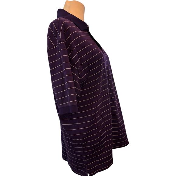 LSU Tigers Embroidered Stripe Polo Short Sleeve Shirt, Size Large - Picture 2 of 5